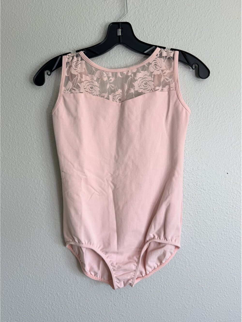 Revolution Dancewear Tank Lace Leotard Blush Pink Girls Size XLC Open Back